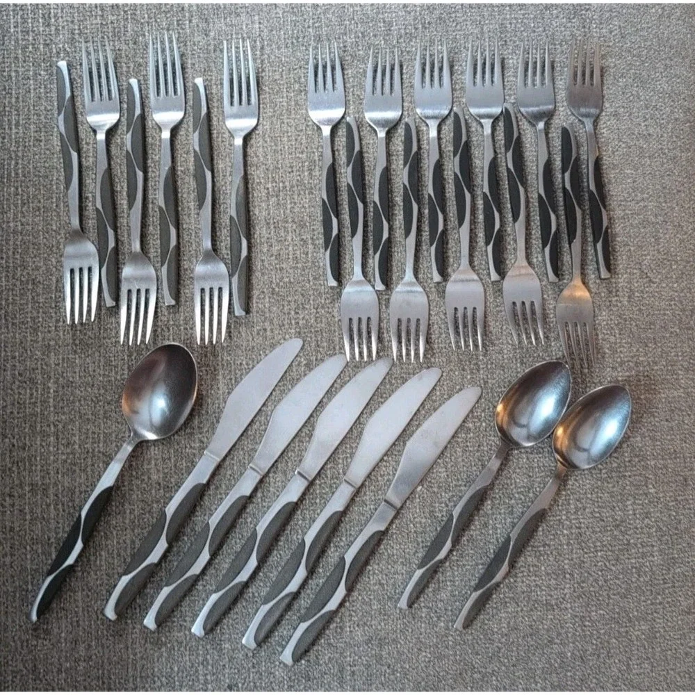 Night & Day Vintage Stainless Flatware Set Atomic Japan Mid-Century 1950s 60s